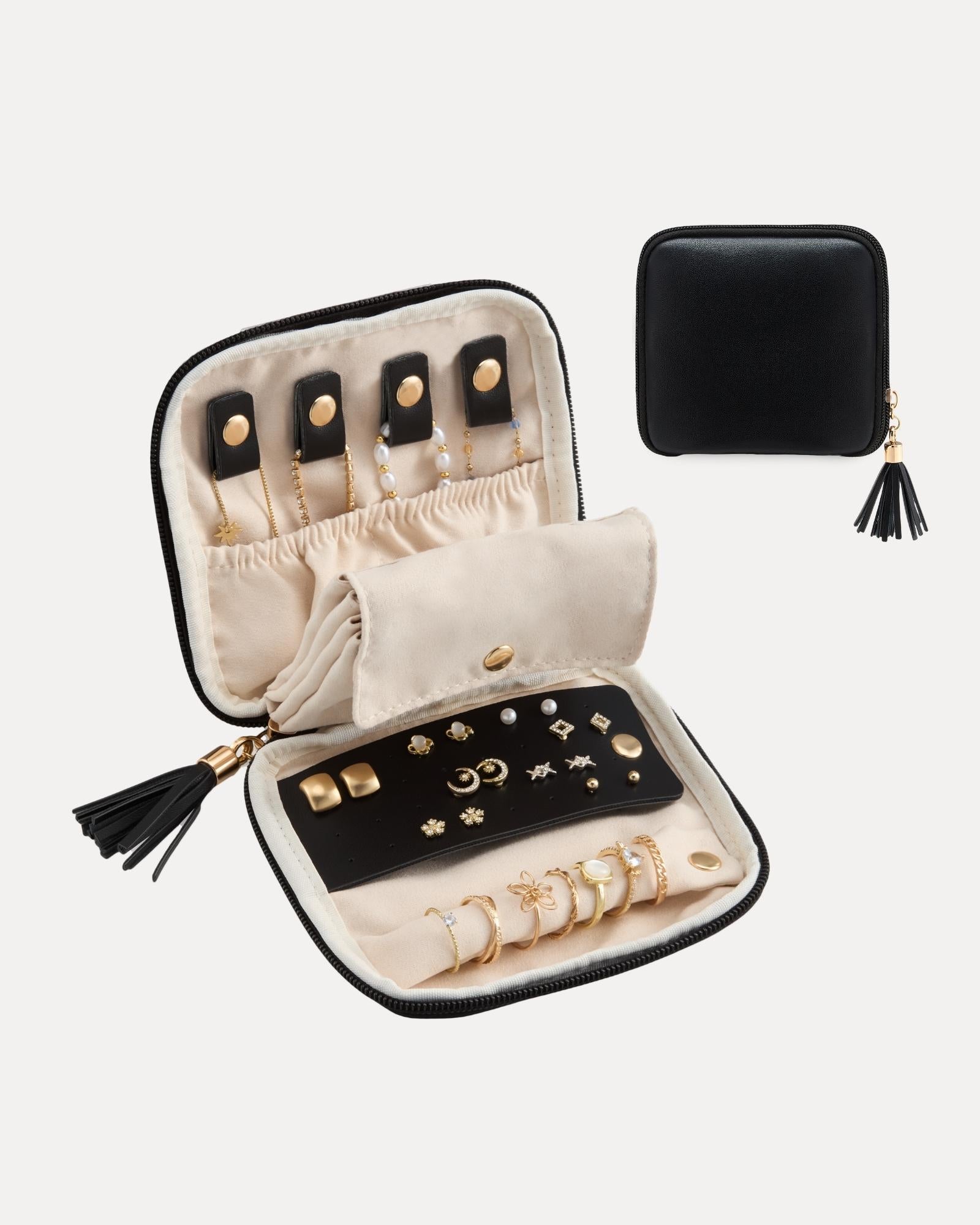 Elegant Travel Jewelry Organizer Pouch with Detachable Compartments