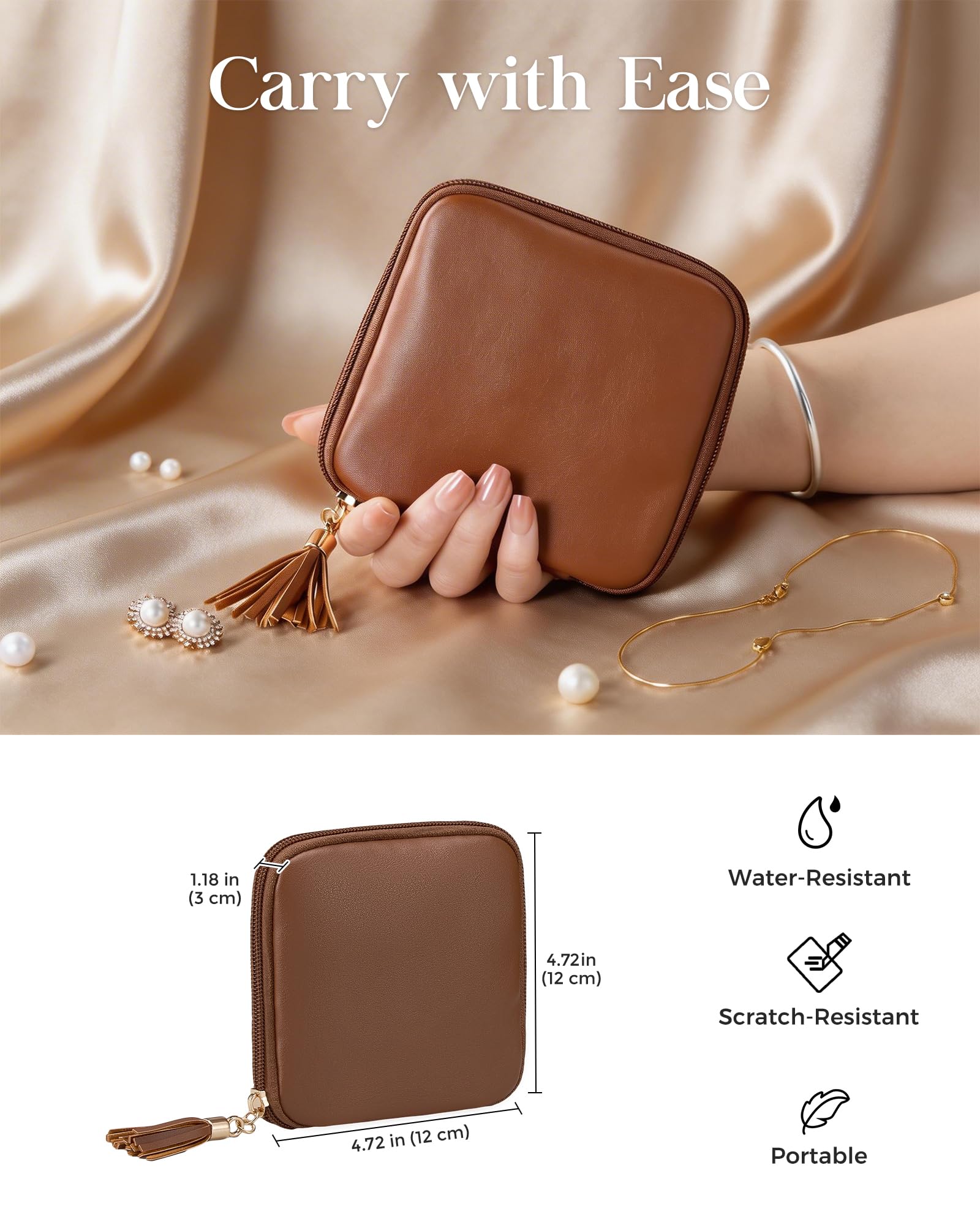 Elegant Travel Jewelry Organizer Pouch with Detachable Compartments