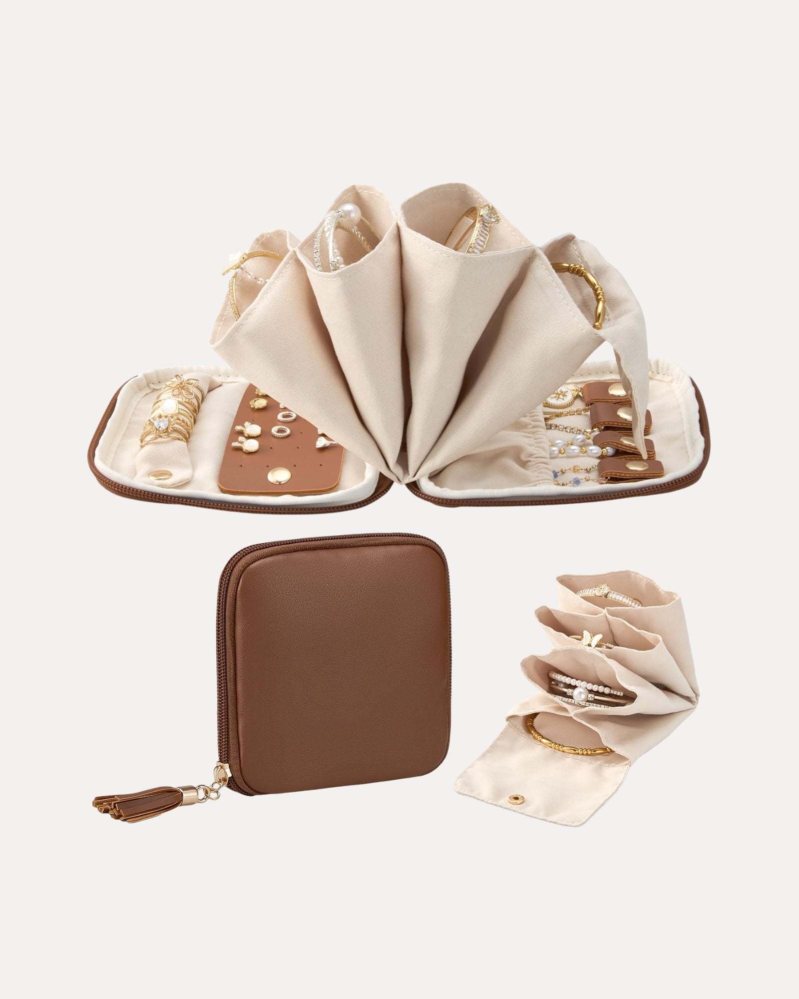 Elegant Travel Jewelry Organizer Pouch with Detachable Compartments