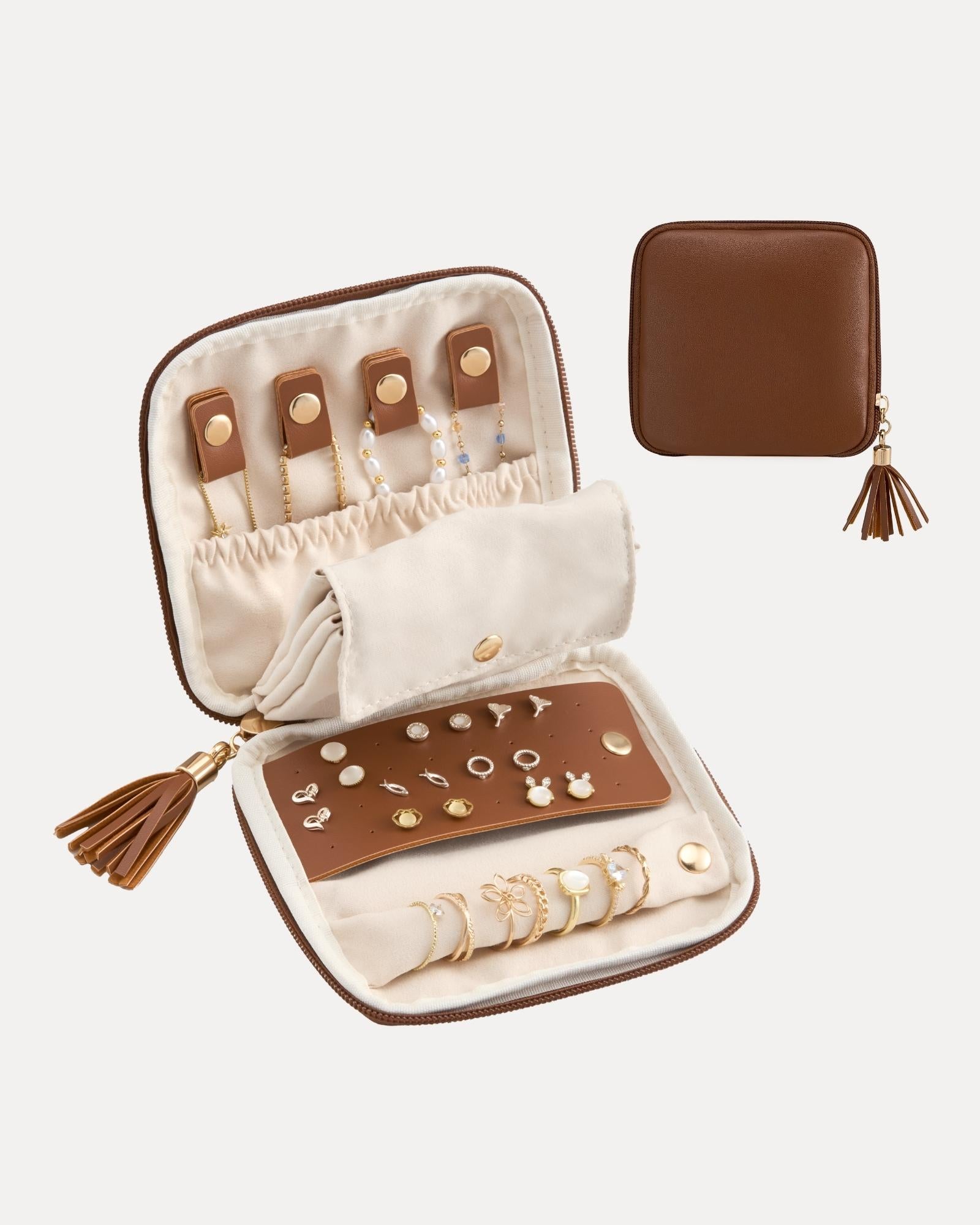 Elegant Travel Jewelry Organizer Pouch with Detachable Compartments