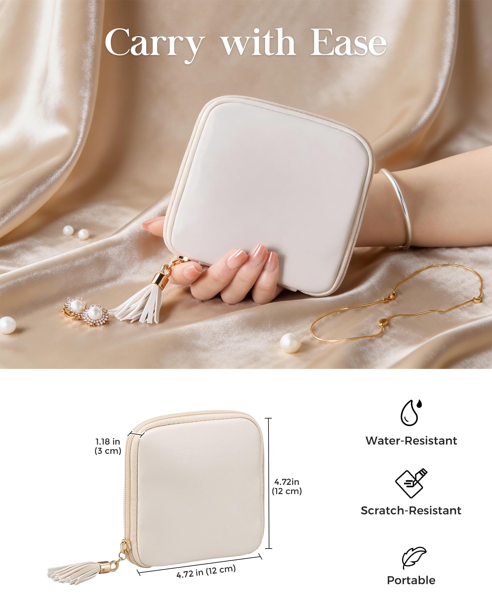 Elegant Travel Jewelry Organizer Pouch with Detachable Compartments