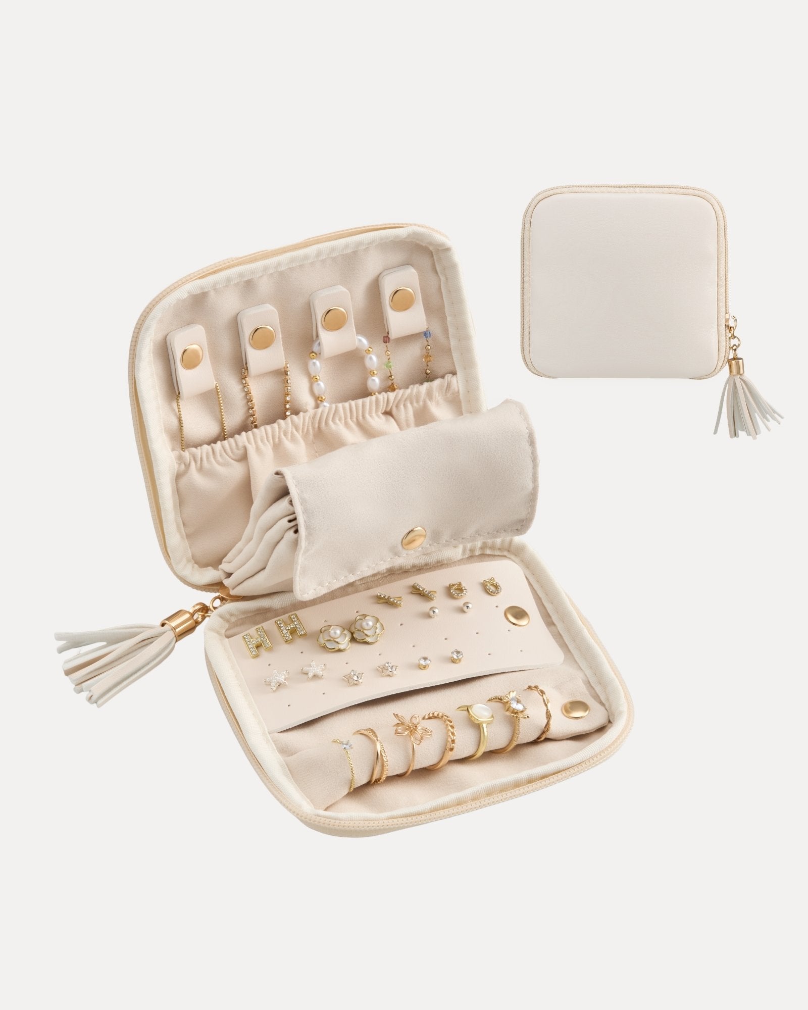 Elegant Travel Jewelry Organizer Pouch with Detachable Compartments