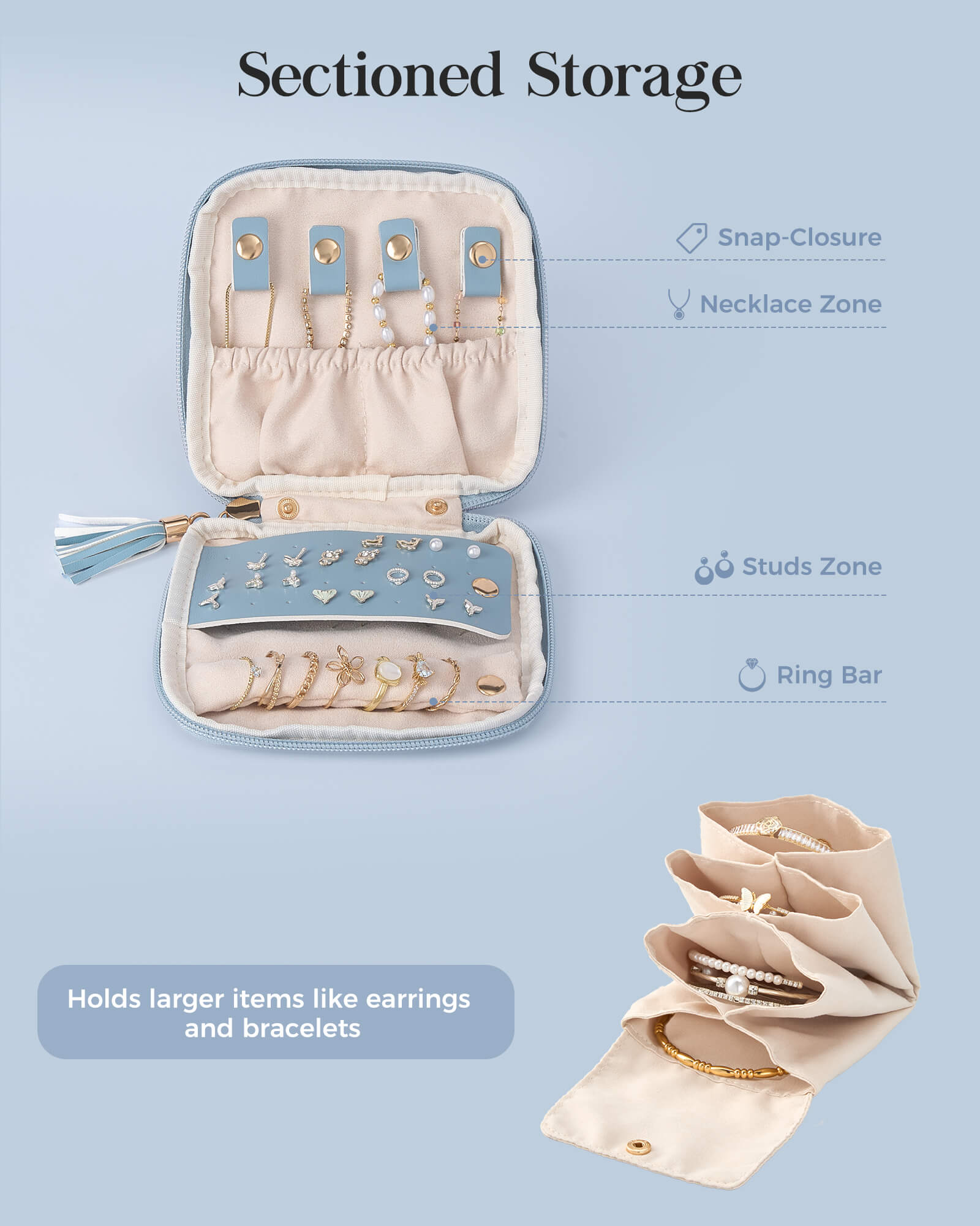 Elegant Travel Jewelry Organizer Pouch with Detachable Compartments