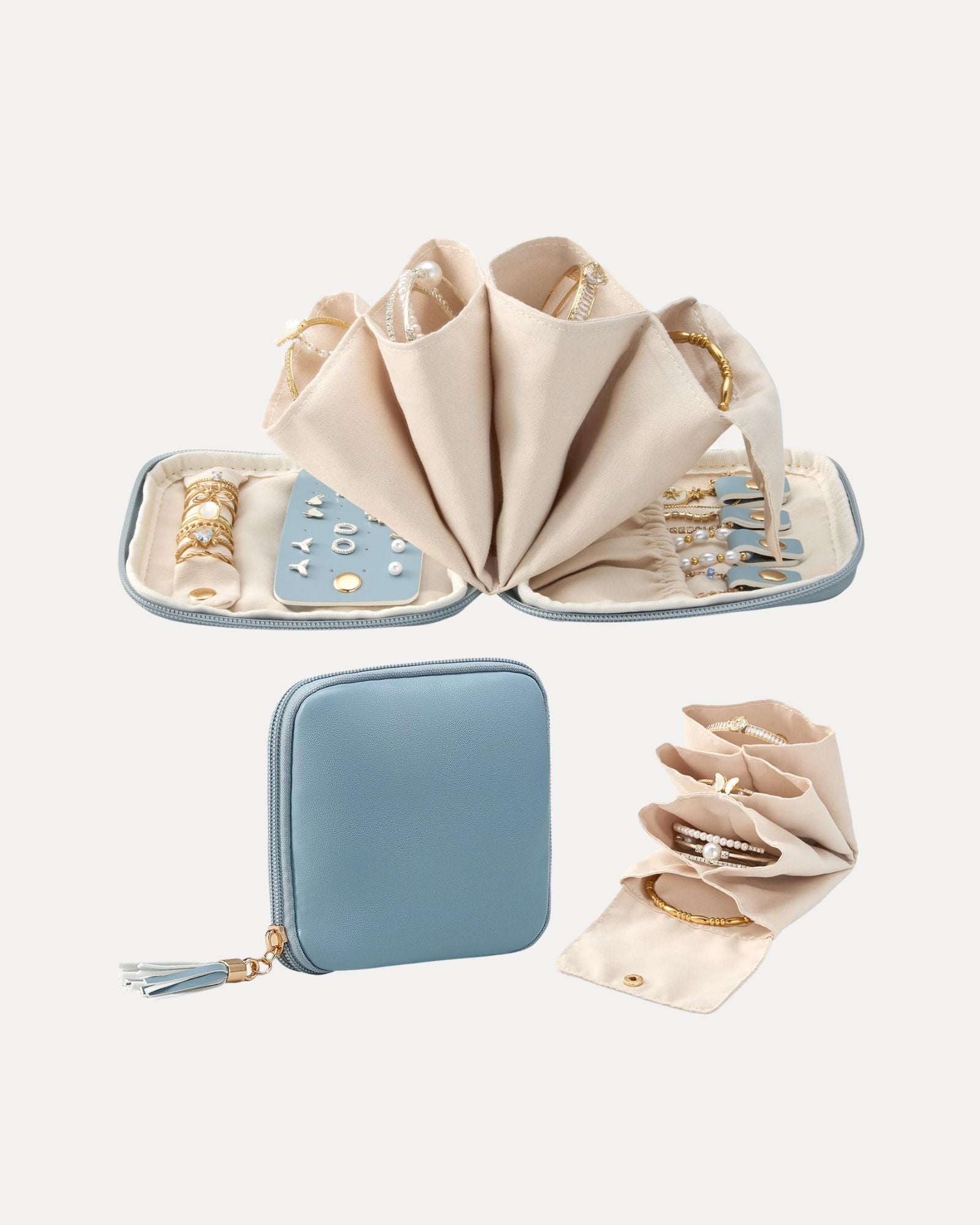 Elegant Travel Jewelry Organizer Pouch with Detachable Compartments