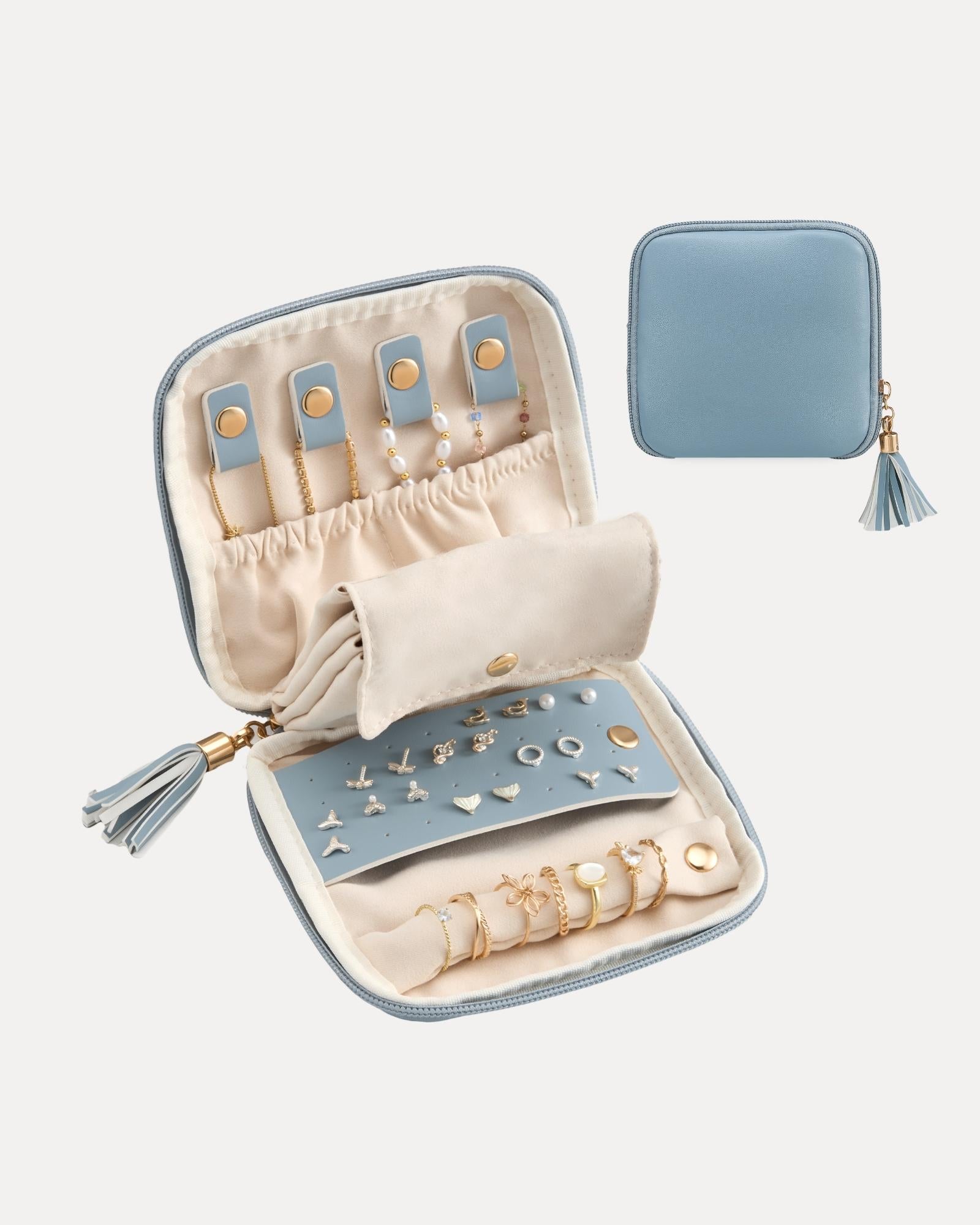 Elegant Travel Jewelry Organizer Pouch with Detachable Compartments