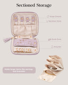 Lavender travel jewelry organizer pouch with detachable compartments - organized compartments