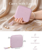 Lavender travel jewelry organizer pouch with detachable compartments - size details