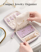 Lavender travel jewelry organizer pouch with detachable compartments - travel use