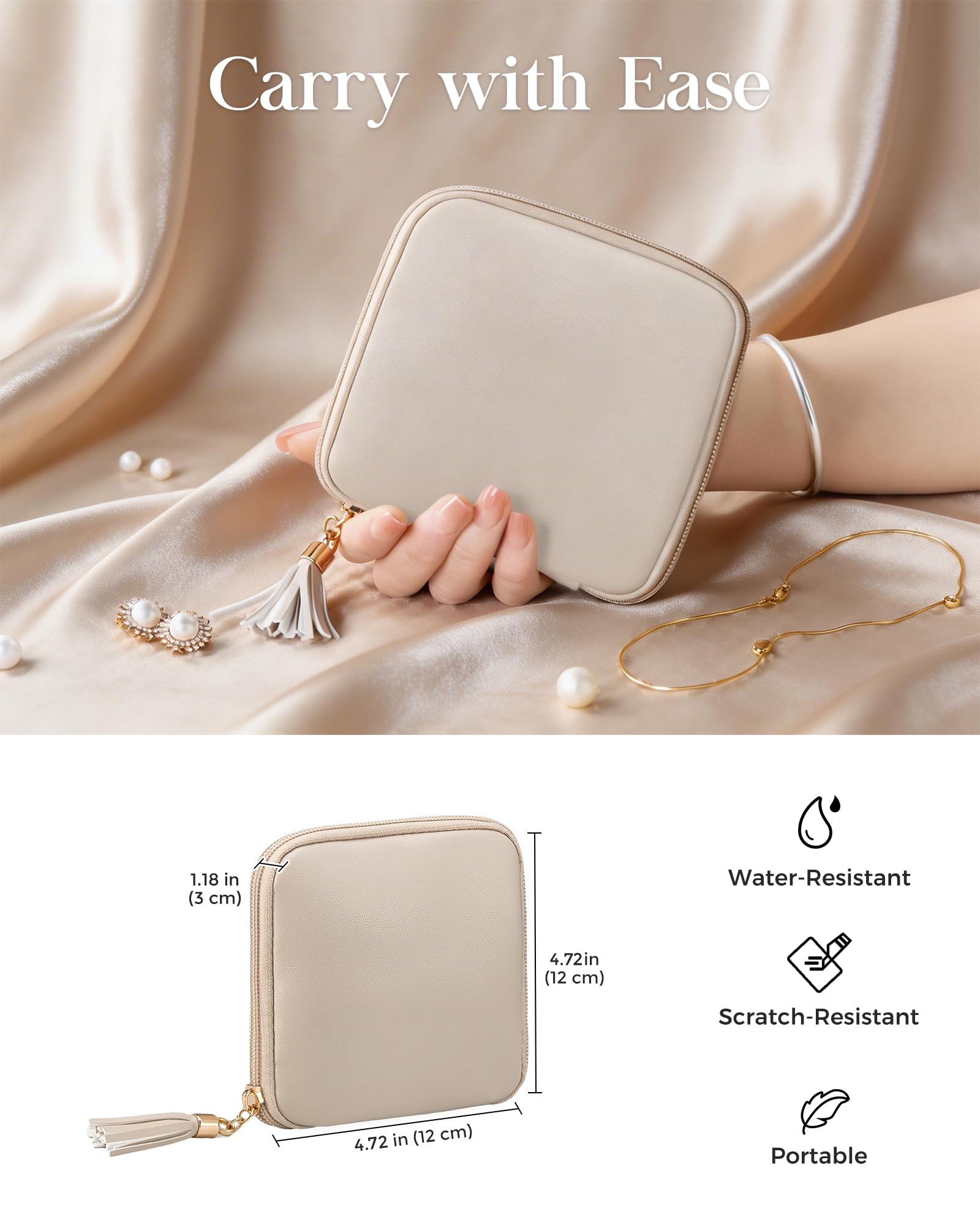 Elegant Travel Jewelry Organizer Pouch with Detachable Compartments