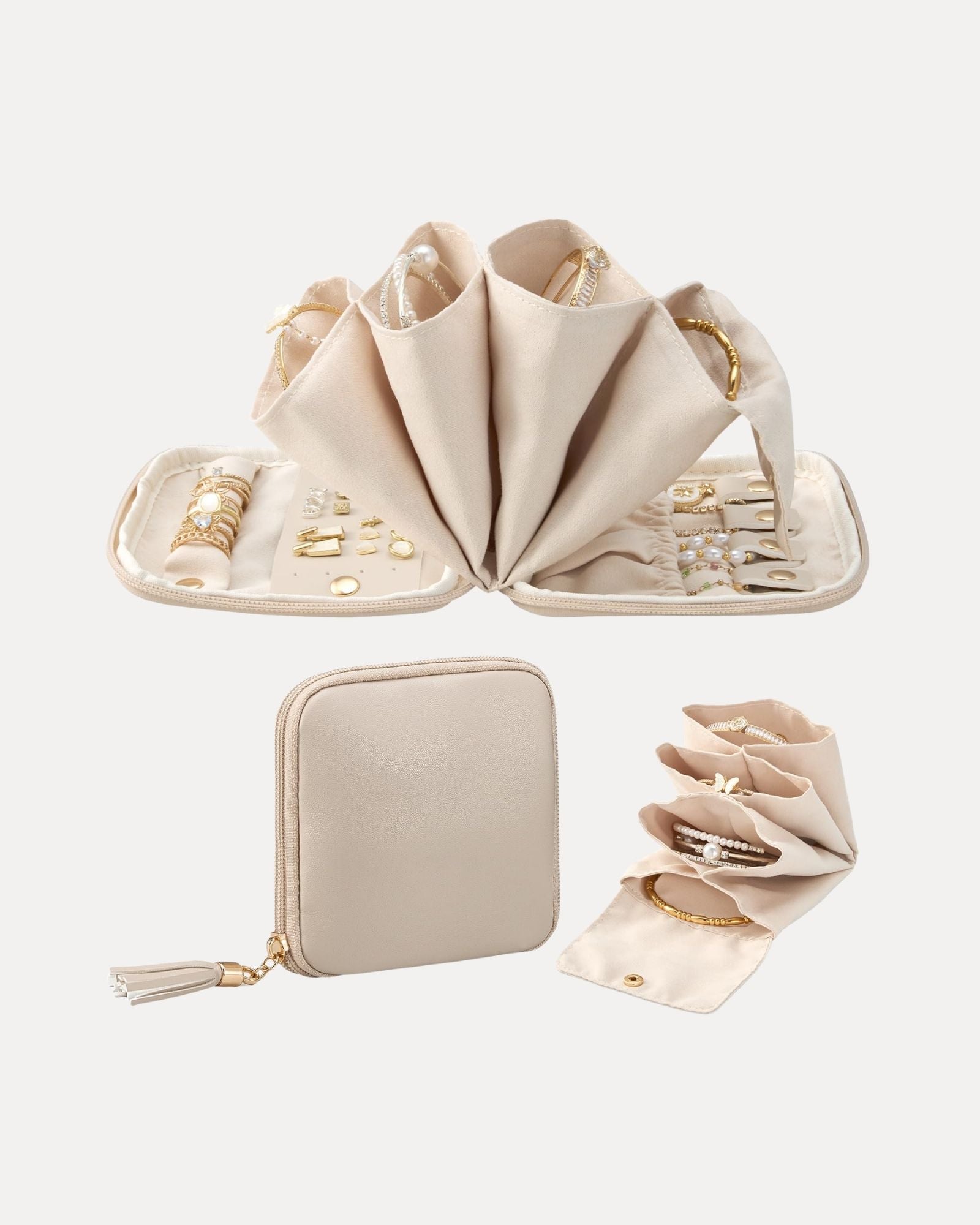 Elegant Travel Jewelry Organizer Pouch with Detachable Compartments