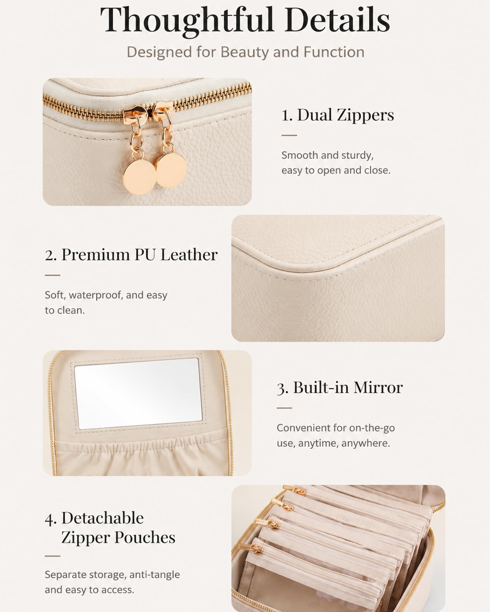 Portable Travel Jewelry Case with 8 Individual Pouches