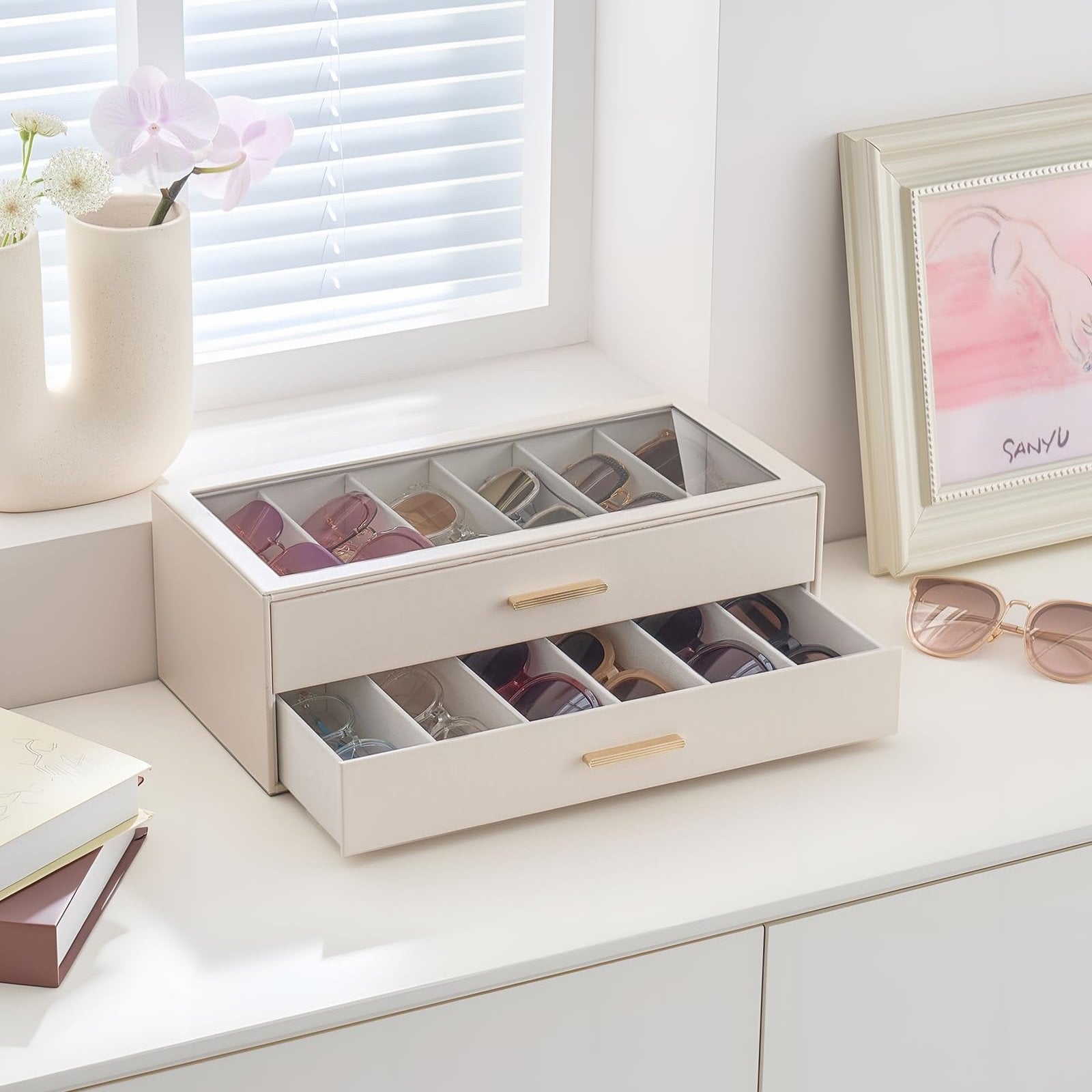 Glasses & Sunglasses Organizer Box with Clear Glass Lid