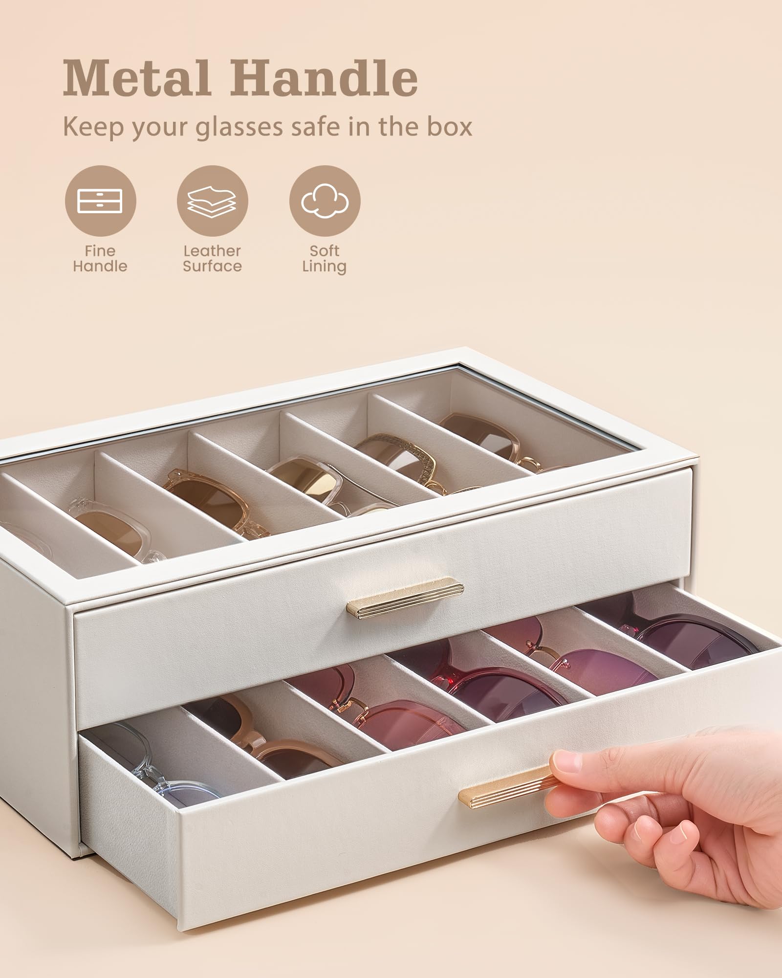 Glasses & Sunglasses Organizer Box with Clear Glass Lid