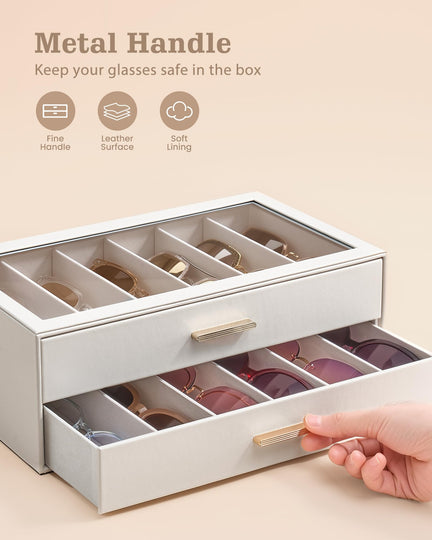 Glasses & Sunglasses Organizer Box with Clear Glass Lid