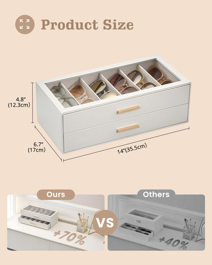 Glasses & Sunglasses Organizer Box with Clear Glass Lid