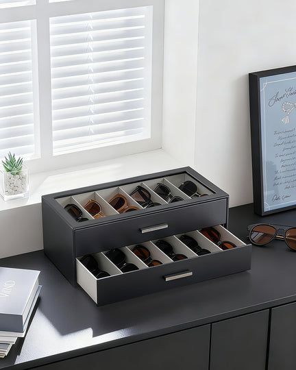 Glasses & Sunglasses Organizer Box with Clear Glass Lid