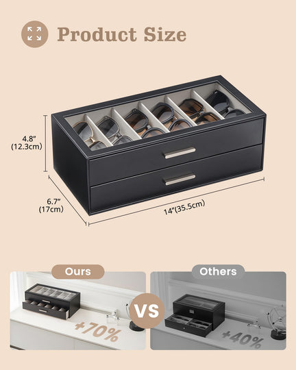 Glasses & Sunglasses Organizer Box with Clear Glass Lid
