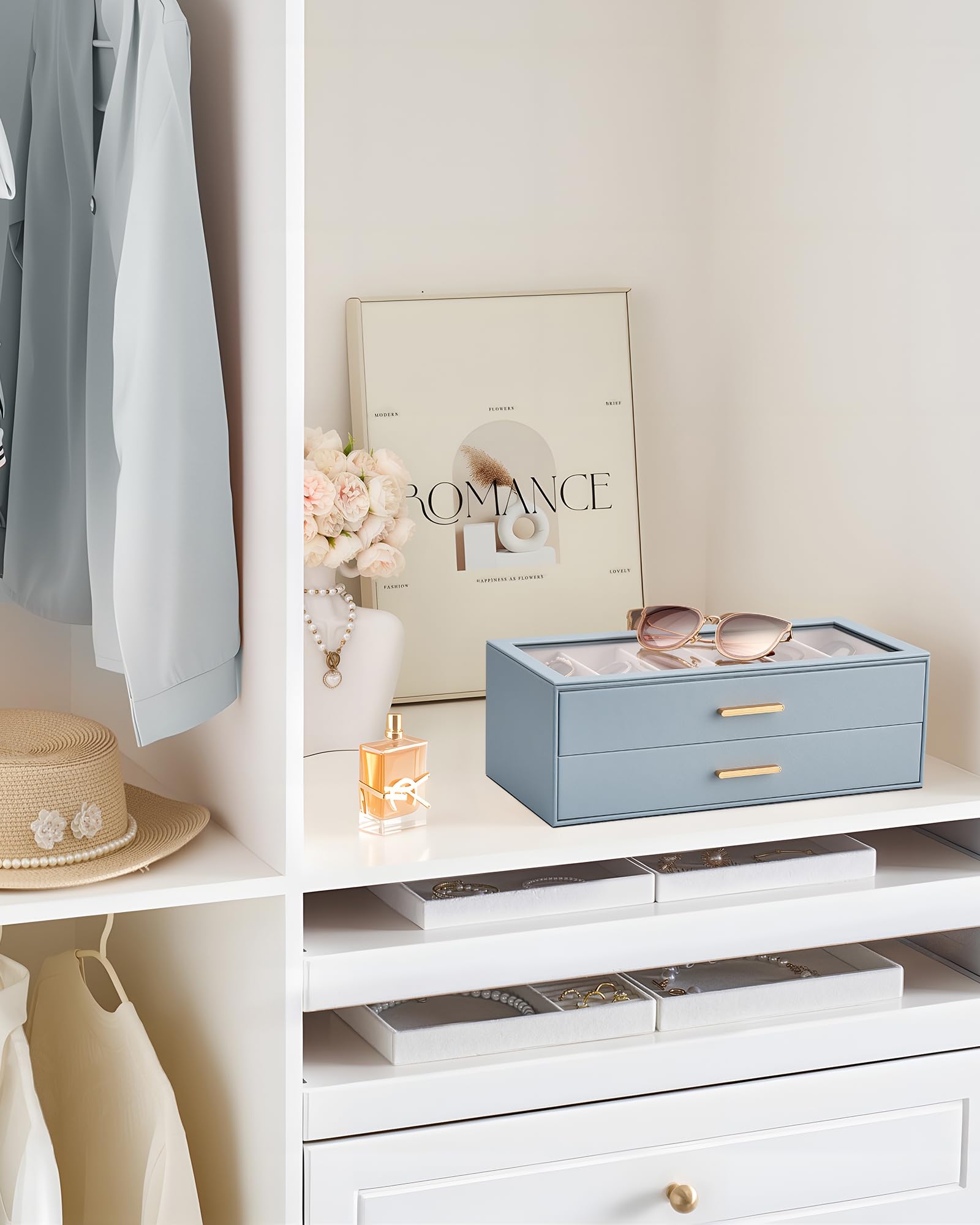 Glasses & Sunglasses Organizer Box with Clear Glass Lid