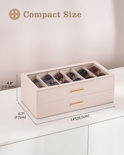 Glasses & Sunglasses Organizer Box with Clear Glass Lid