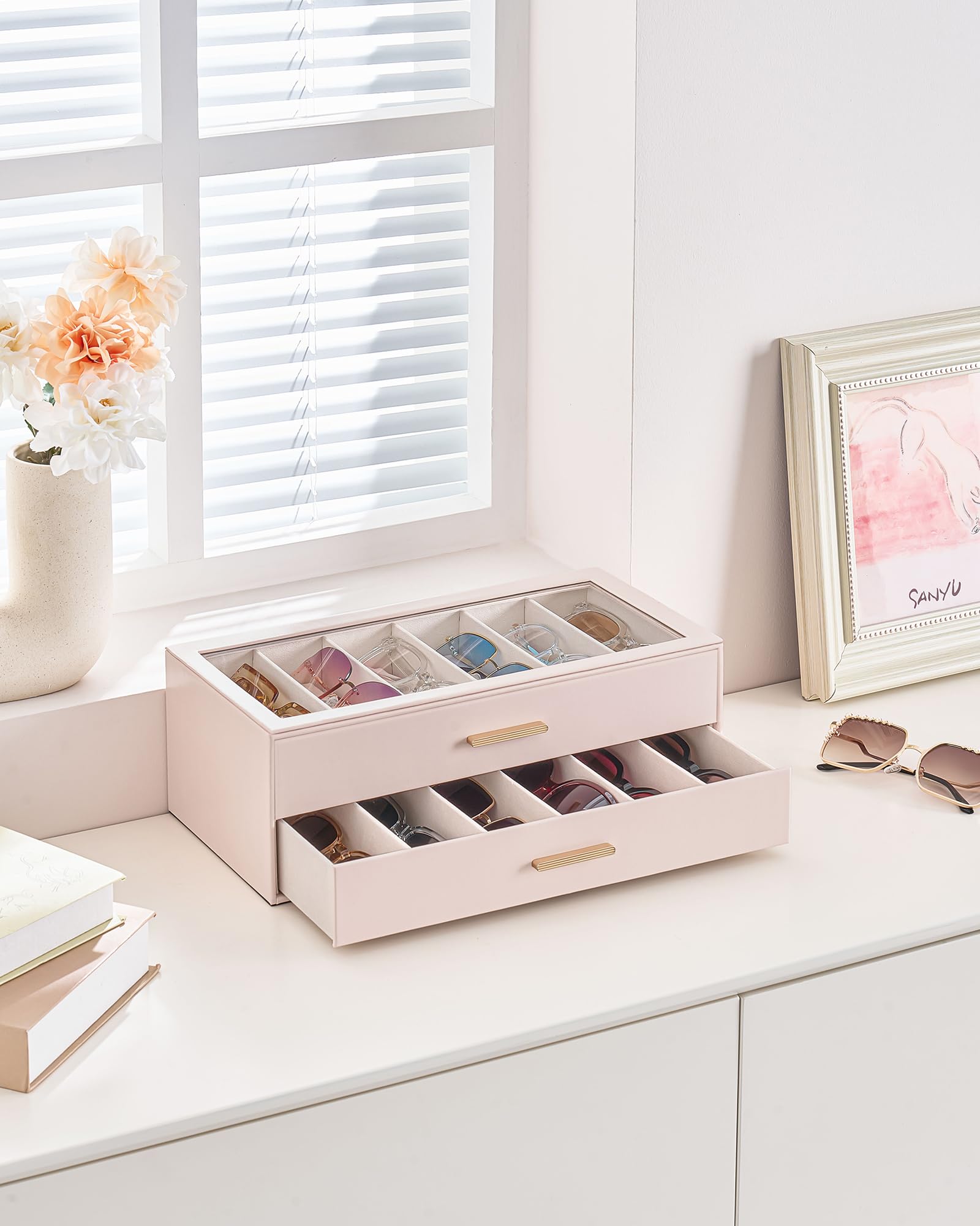 Glasses & Sunglasses Organizer Box with Clear Glass Lid