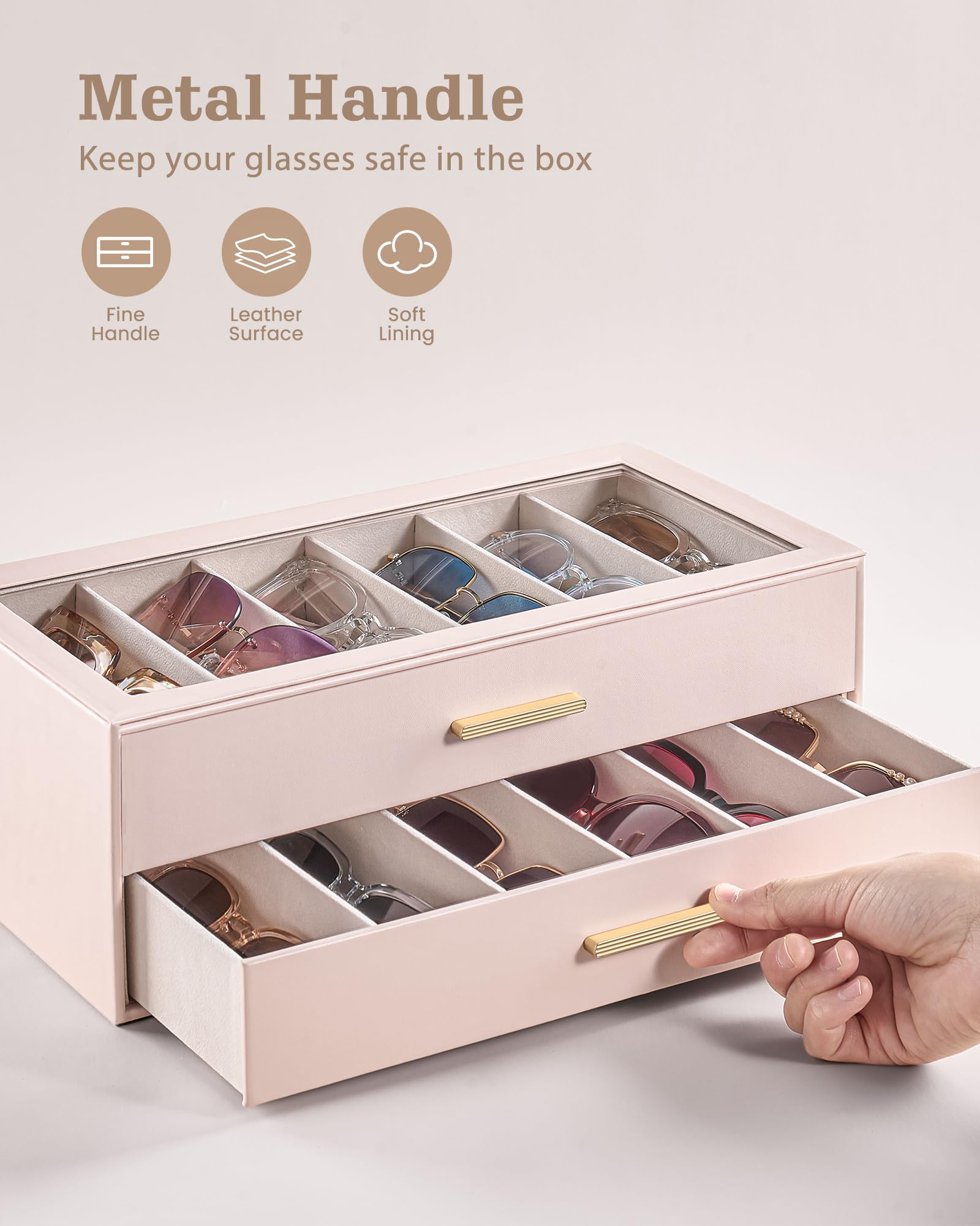 Glasses & Sunglasses Organizer Box with Clear Glass Lid