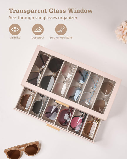 Glasses & Sunglasses Organizer Box with Clear Glass Lid