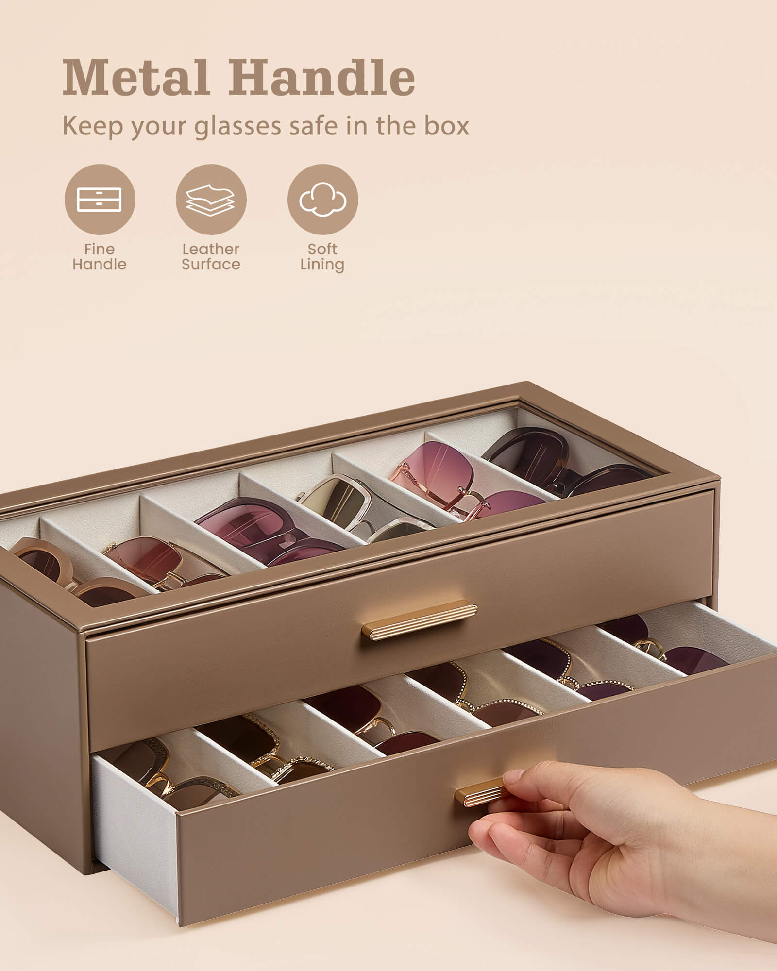 Glasses & Sunglasses Organizer Box with Clear Glass Lid