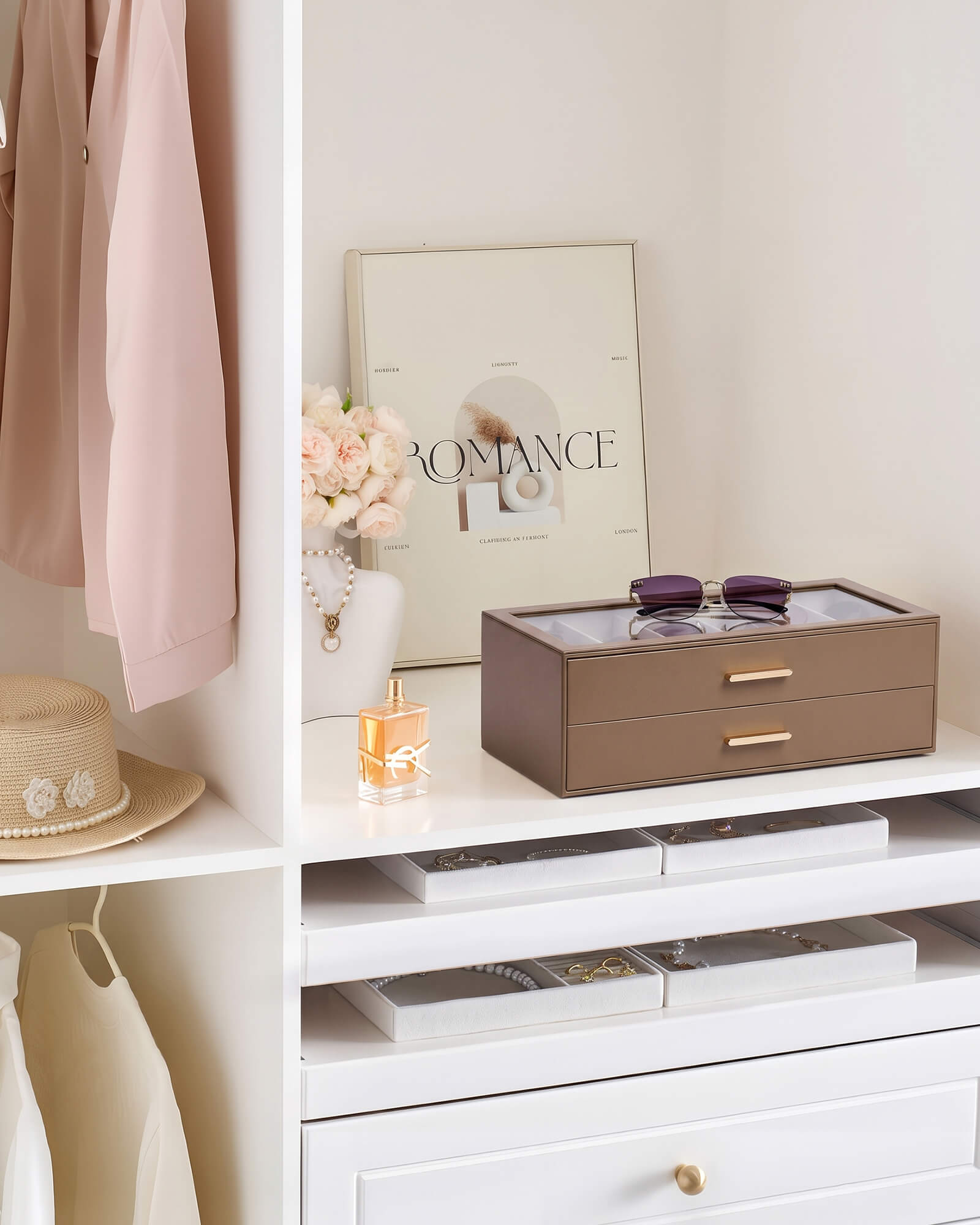 Glasses & Sunglasses Organizer Box with Clear Glass Lid