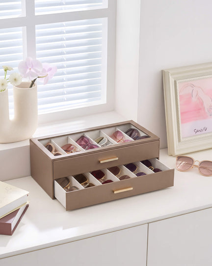 Glasses & Sunglasses Organizer Box with Clear Glass Lid