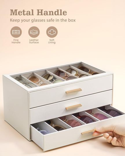 Glasses & Sunglasses Organizer Box with Clear Glass Lid