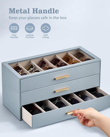 Glasses & Sunglasses Organizer Box with Clear Glass Lid