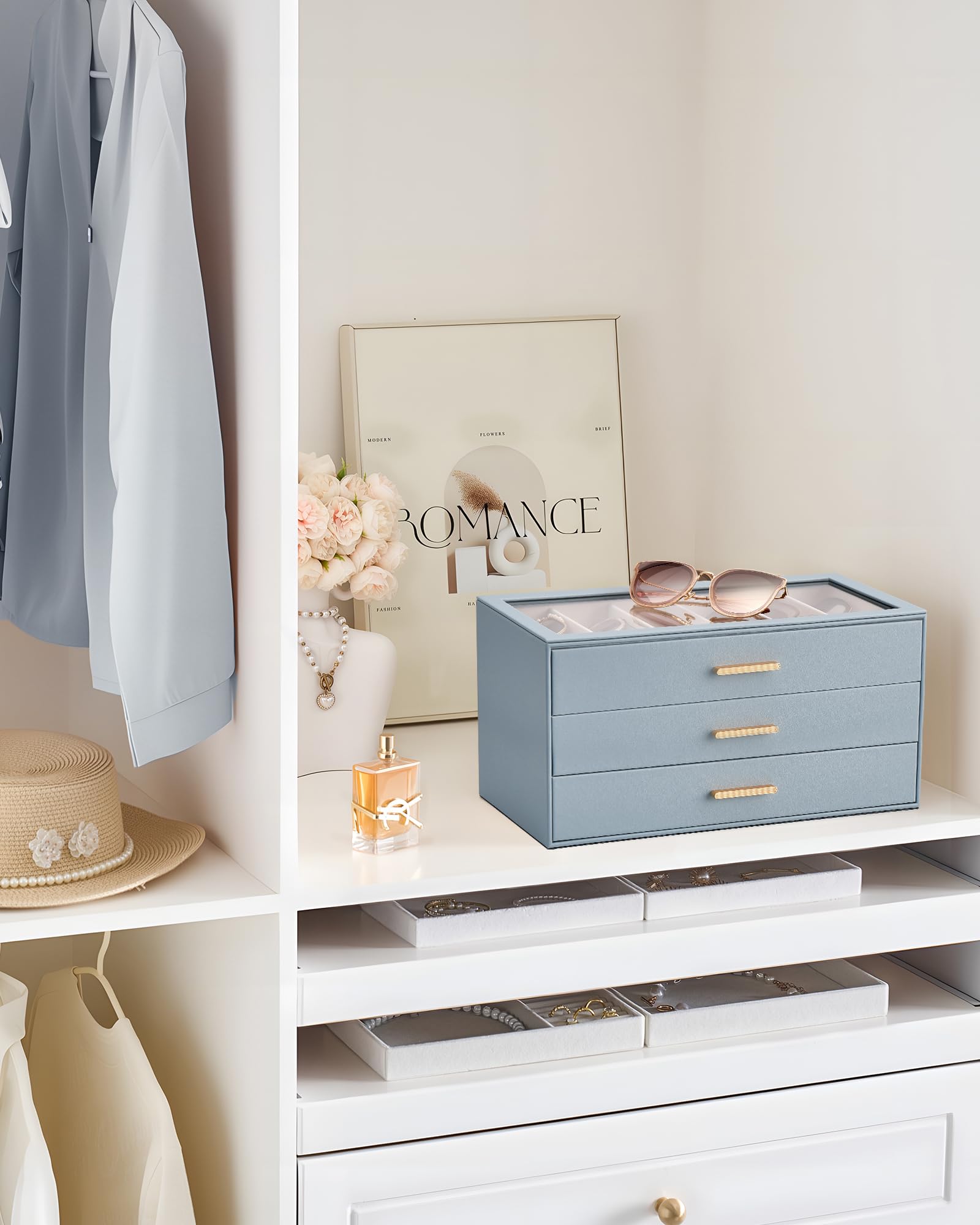 Glasses & Sunglasses Organizer Box with Clear Glass Lid