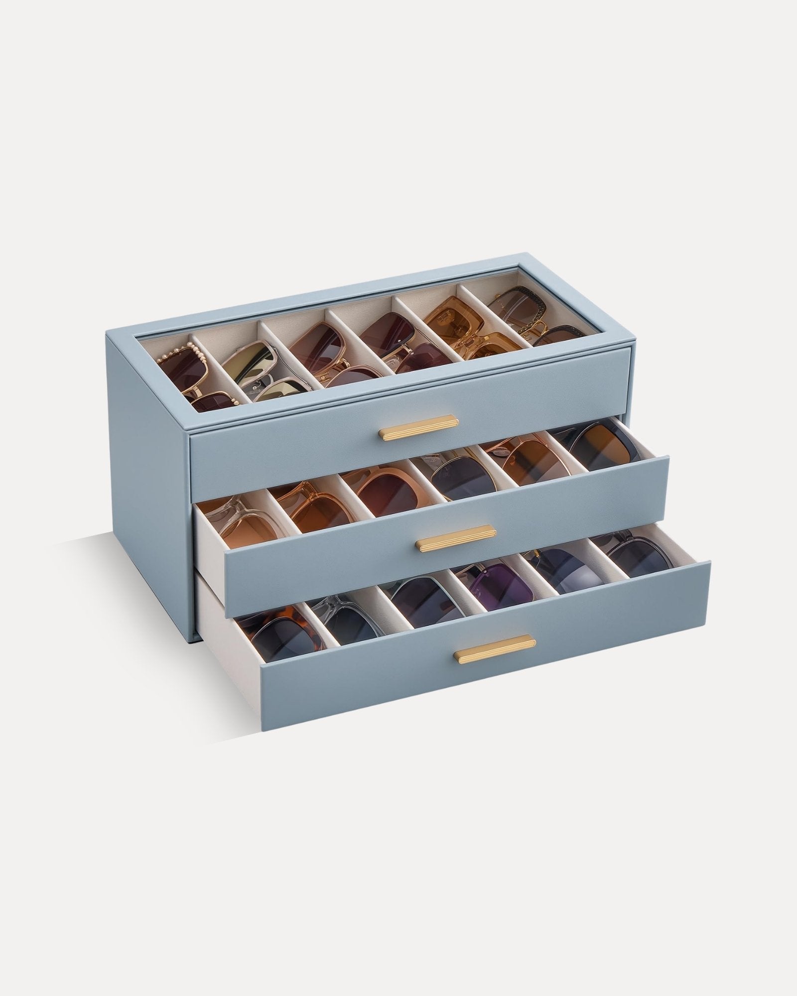 Glasses & Sunglasses Organizer Box with Clear Glass Lid