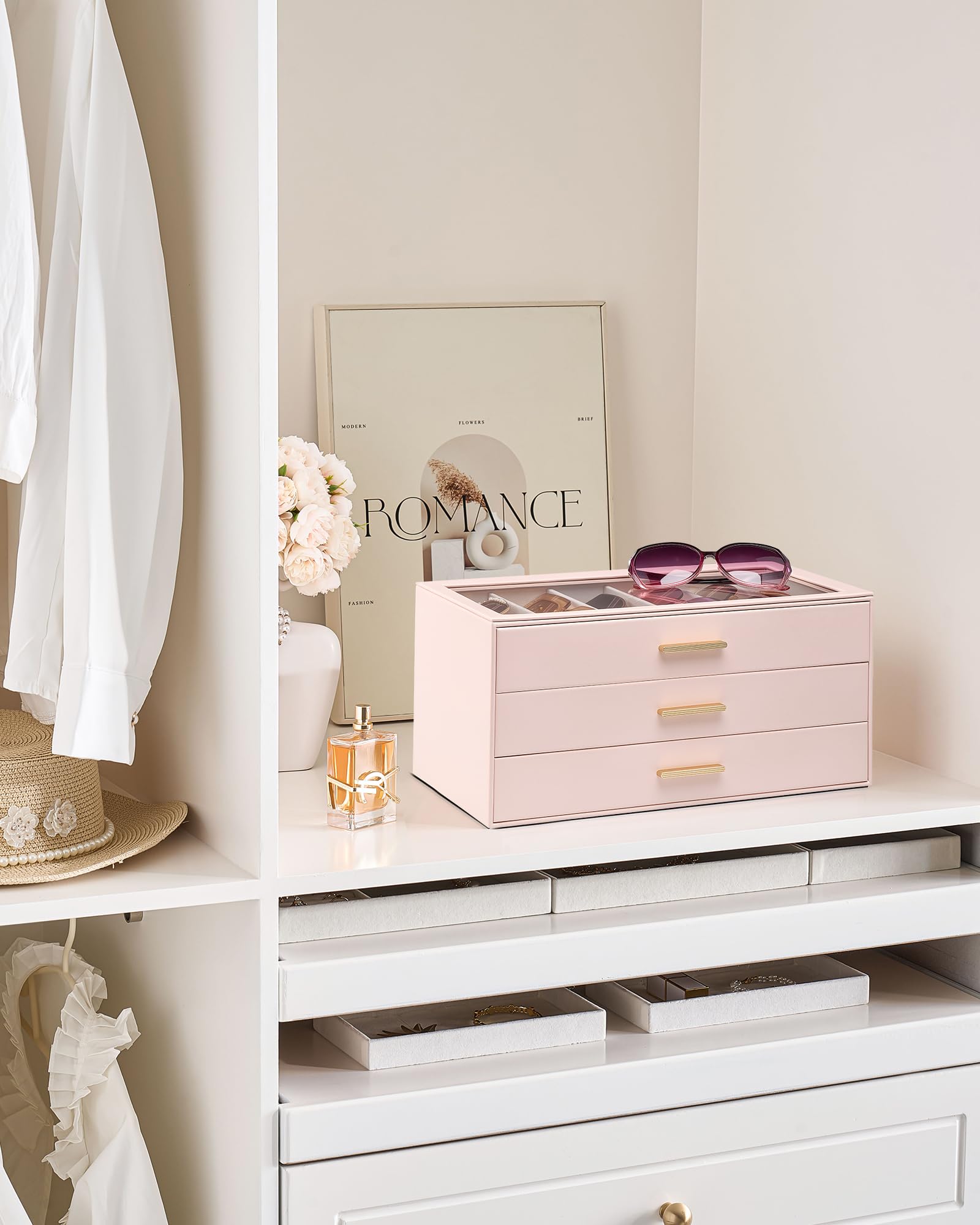 Glasses & Sunglasses Organizer Box with Clear Glass Lid
