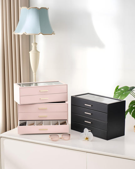 Glasses & Sunglasses Organizer Box with Clear Glass Lid