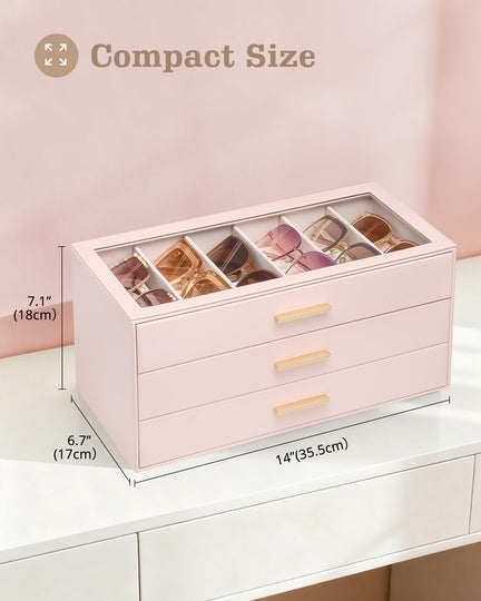 Glasses & Sunglasses Organizer Box with Clear Glass Lid