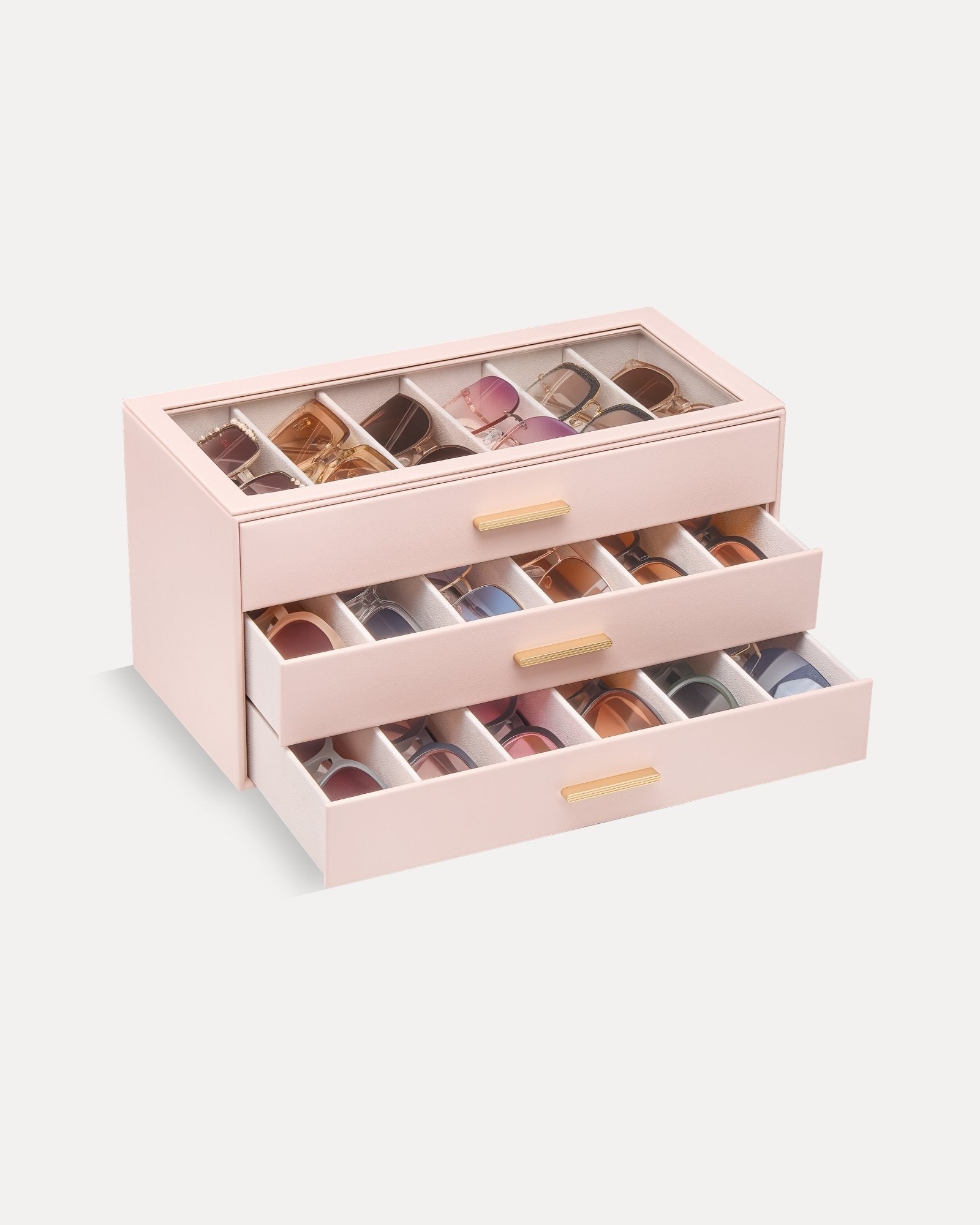 Glasses & Sunglasses Organizer Box with Clear Glass Lid