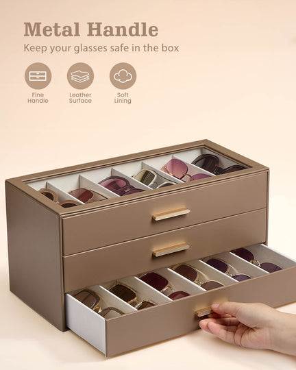 Glasses & Sunglasses Organizer Box with Clear Glass Lid