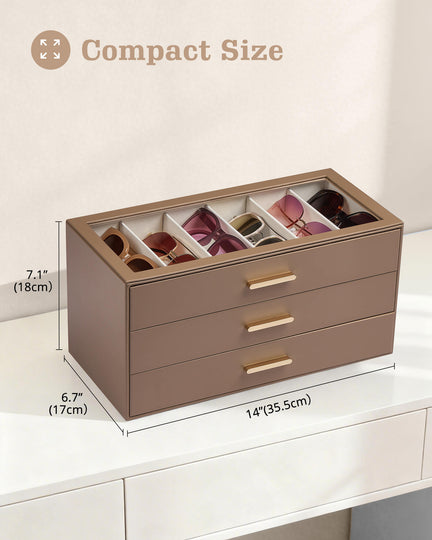 Glasses & Sunglasses Organizer Box with Clear Glass Lid