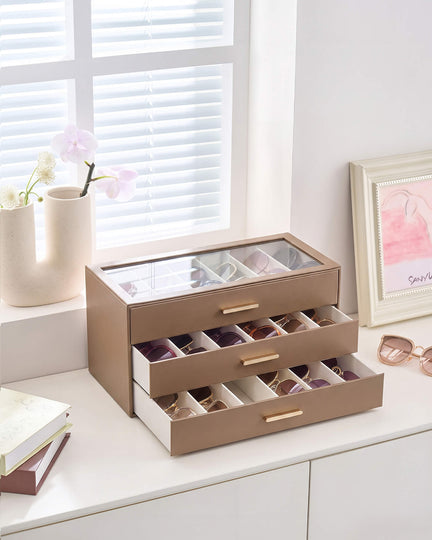 Glasses & Sunglasses Organizer Box with Clear Glass Lid