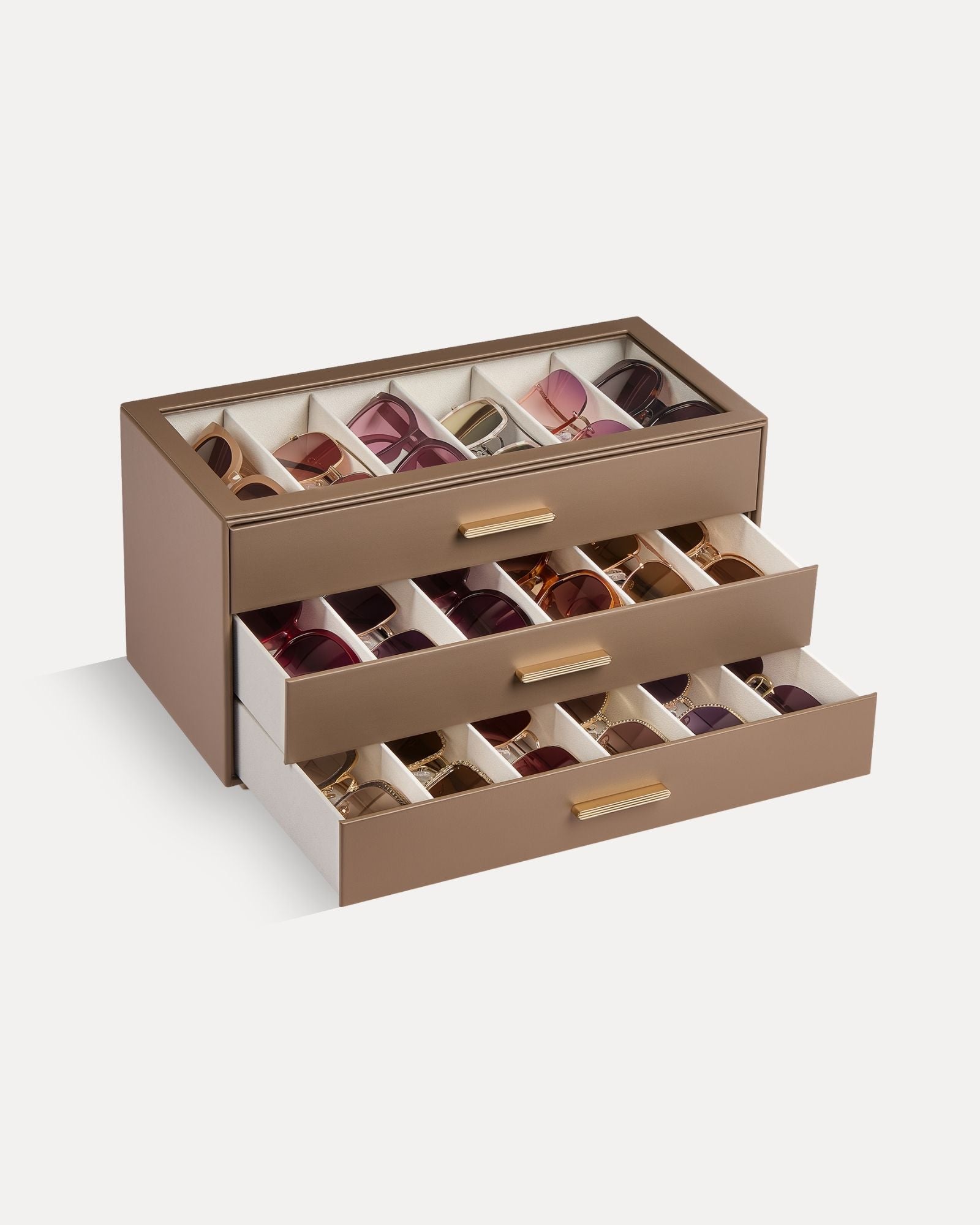 Glasses & Sunglasses Organizer Box with Clear Glass Lid