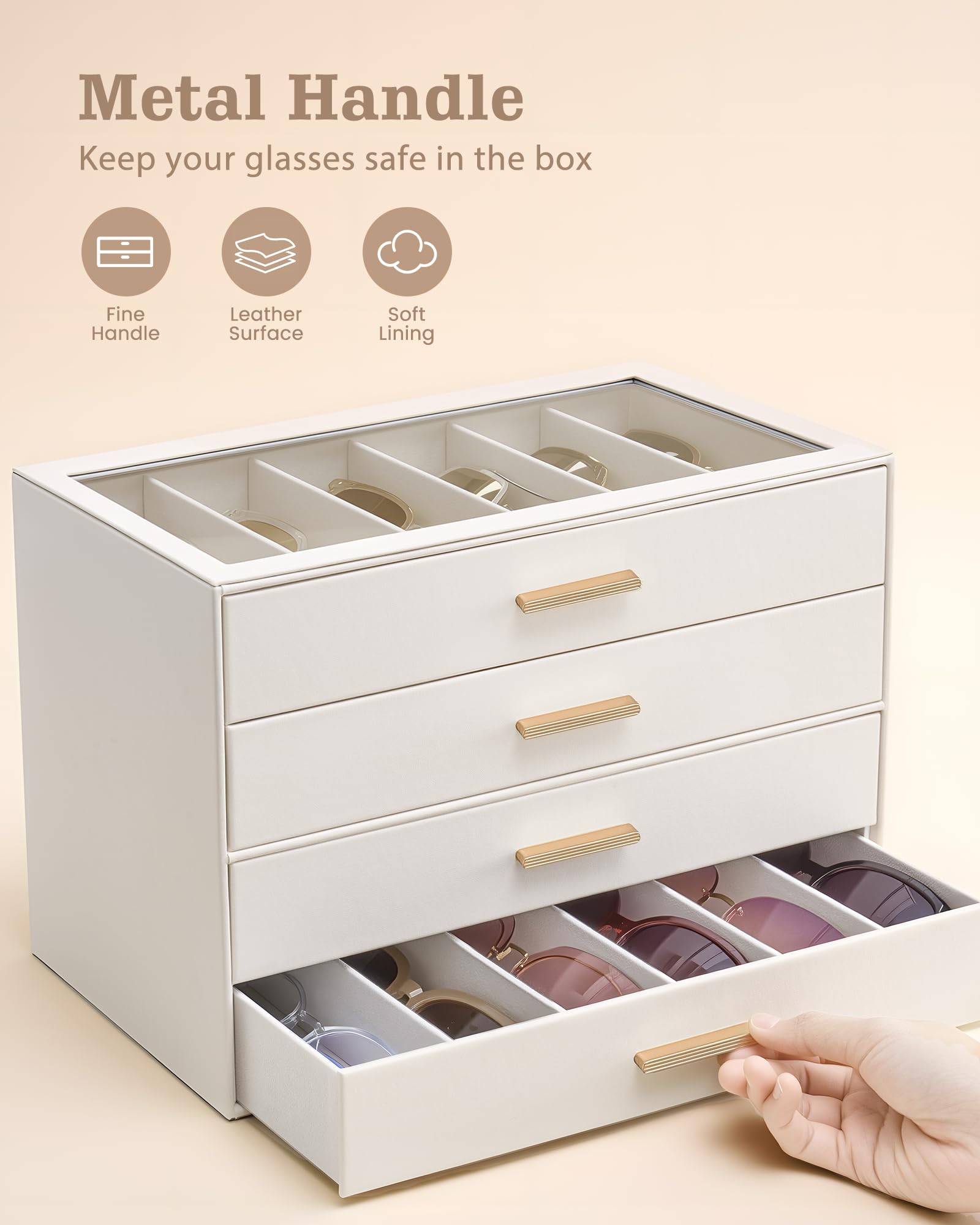 Glasses & Sunglasses Organizer Box with Clear Glass Lid