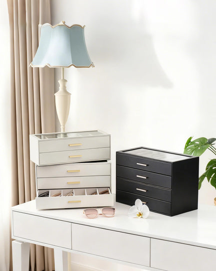 Glasses & Sunglasses Organizer Box with Clear Glass Lid