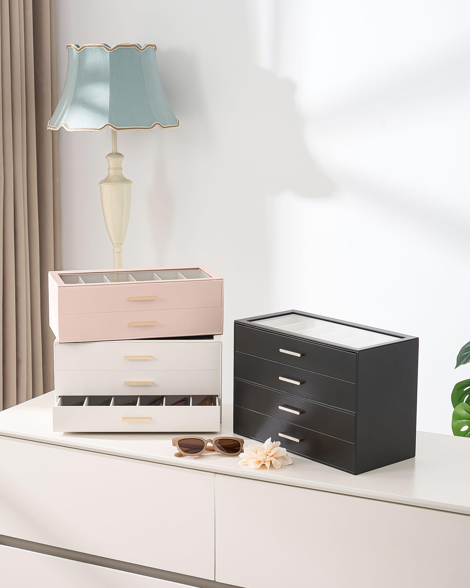 Glasses & Sunglasses Organizer Box with Clear Glass Lid