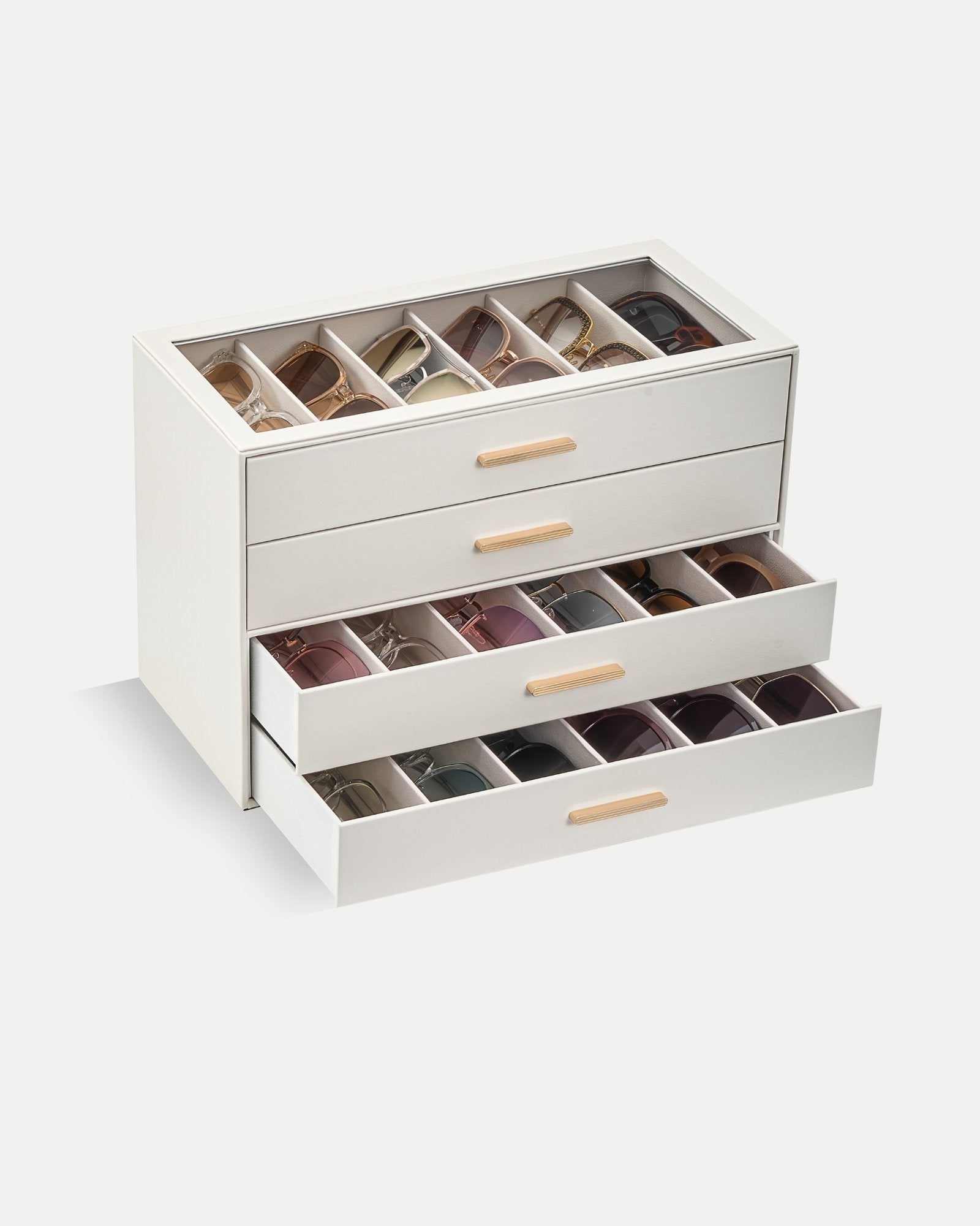 Glasses & Sunglasses Organizer Box with Clear Glass Lid