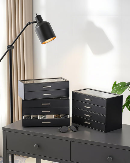 Glasses & Sunglasses Organizer Box with Clear Glass Lid