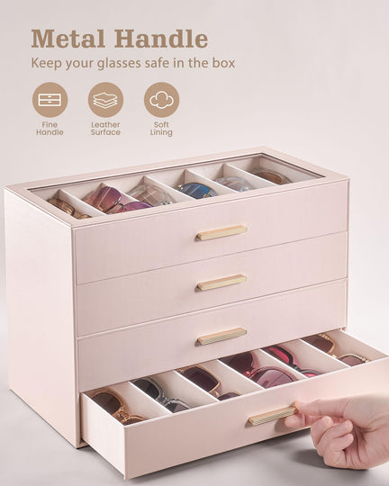 Glasses & Sunglasses Organizer Box with Clear Glass Lid