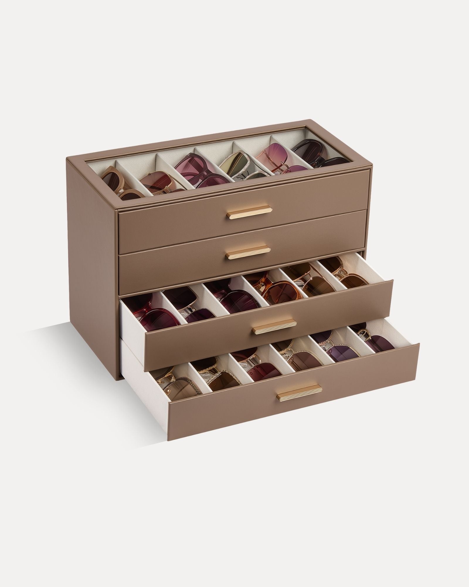 Glasses & Sunglasses Organizer Box with Clear Glass Lid