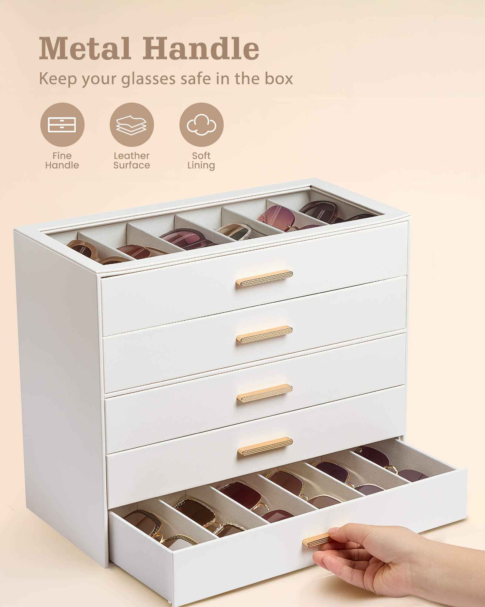 Glasses & Sunglasses Organizer Box with Clear Glass Lid