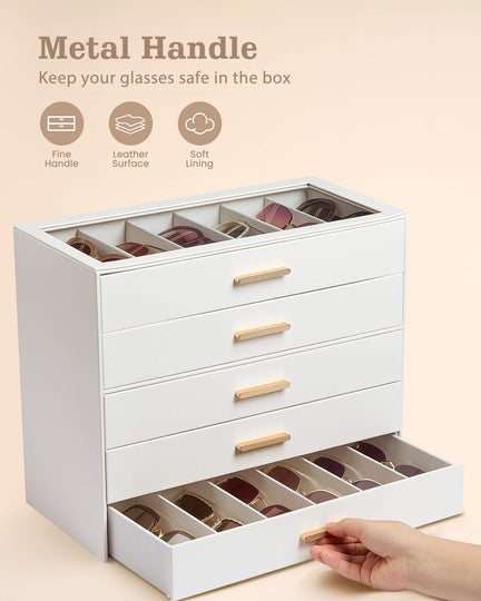 Glasses & Sunglasses Organizer Box with Clear Glass Lid